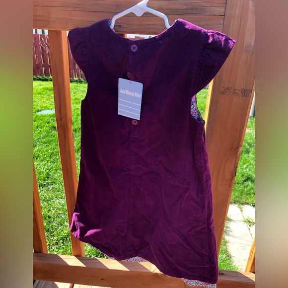 Girl’s 5T JoJo Maman Bebe purple plum and floral corduroy spring dress NWT - Picture 6 of 13